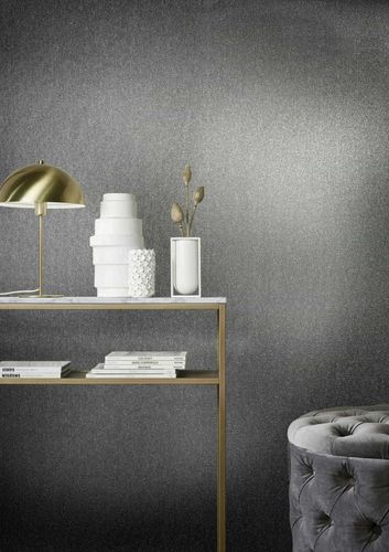 Non-woven wallpaper chrome effect anthracite glitter 86566