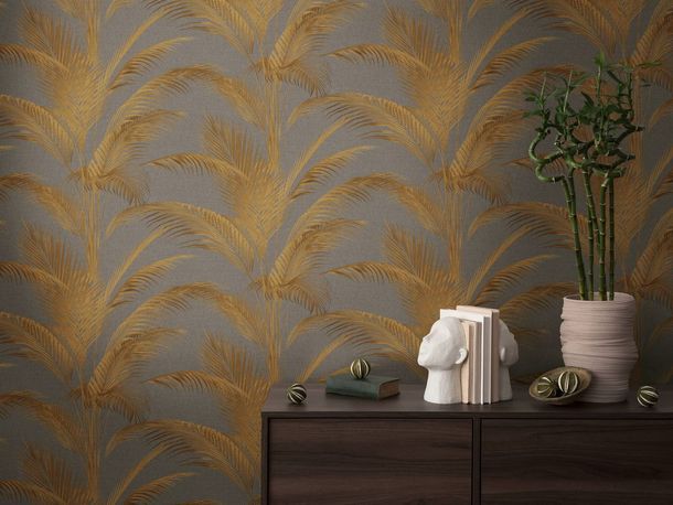 Non-woven wallpaper Michalsky Tropical grey Gold 39980-4