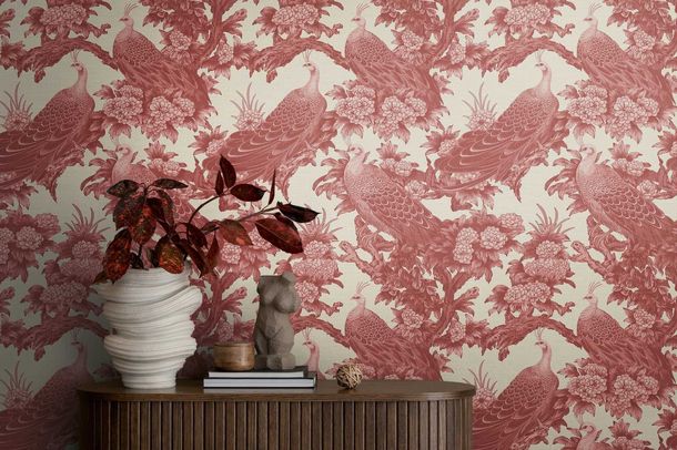 Non-woven wallpaper Michalsky birds red beige 39982-4