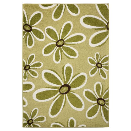 Carpet Milano woven carpet flowers pattern green cream