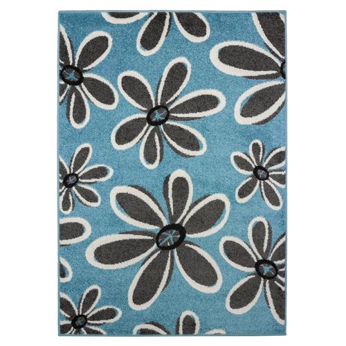 Carpet Milano woven carpet flowers pattern blue gray