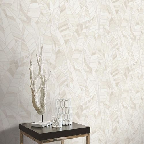 Non-woven wallpaper Elle floral cream glitter 10446-14