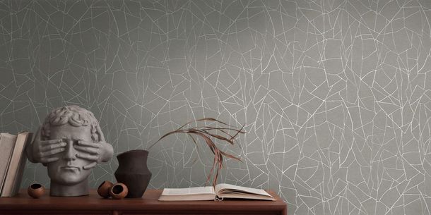 Vliestapete Grafik Linien Grau Silber Metallic 39934-3 Wohnzimmer