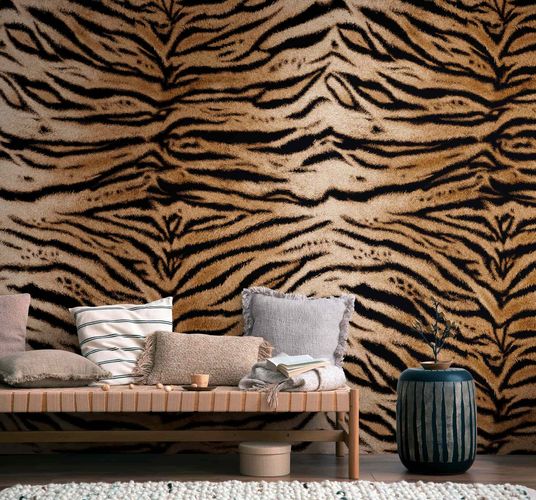 Photo wallpaper tiger stripes fur brown black 39830-1