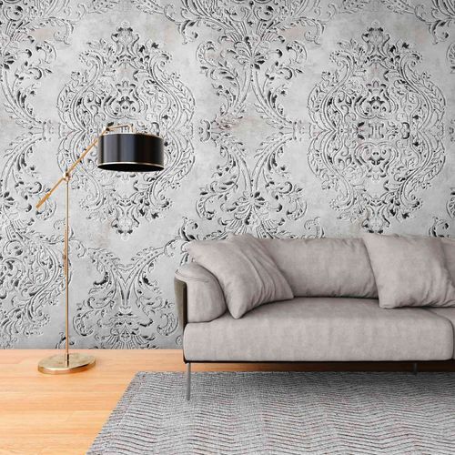 Photo wallpaper baroque motif concrete look grey 39835-1