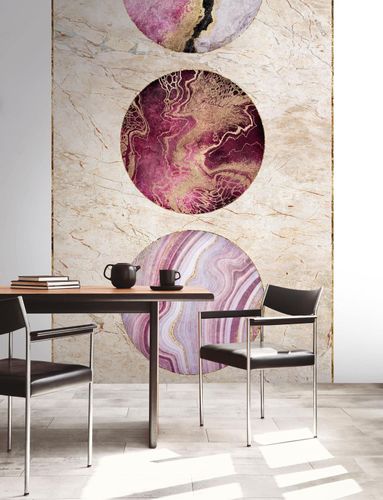 Photo wallpaper marble look beige purple gold 39851-1