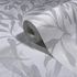 Non-woven wallpaper leaves white grey metallic 82439 2