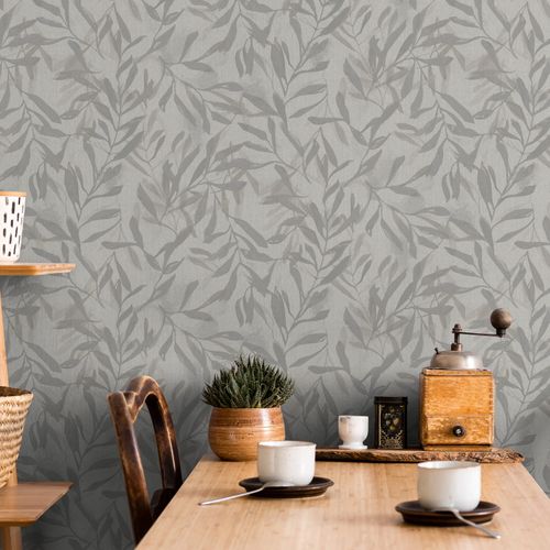 Vliestapete-Floral-Blattmuster-Grau-Beige-Metallic-82440-63223255