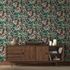 Non-woven wallpaper leaves jungle black green pink 81685 4