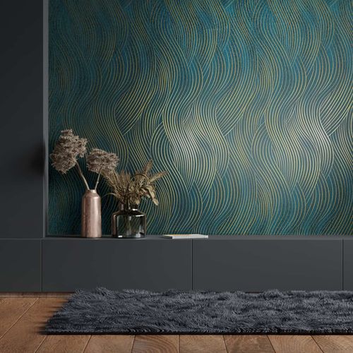 Vliestapete-Grafisch-Wellen-Petrol-Gold-Metallic-82477-63223672_1