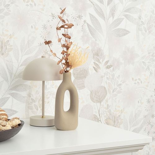 Vliestapete Floral Aquarelloptik Weiß Grau Beige 10506-31 Raum