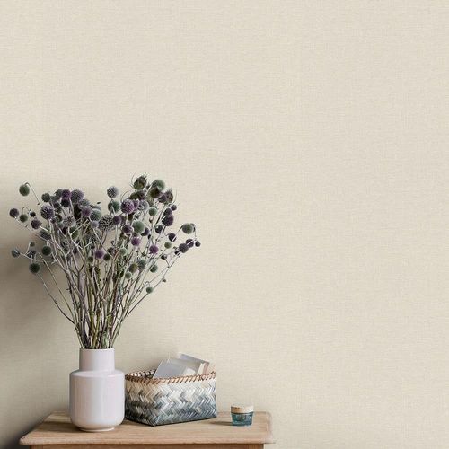Vliestapete Uni Leinen Optik Modern Beige 10510-02 Raum