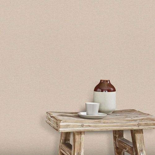 Vliestapete Uni Leinen Optik Modern Rosa Beige 10510-05 Raum