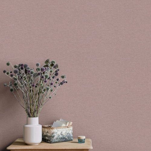 Vliestapete Uni Leinen Optik Modern Lila Rot 10510-09 Raum