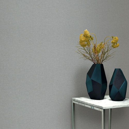 Vliestapete Uni Leinen Optik Modern Grau 10510-10 Raum