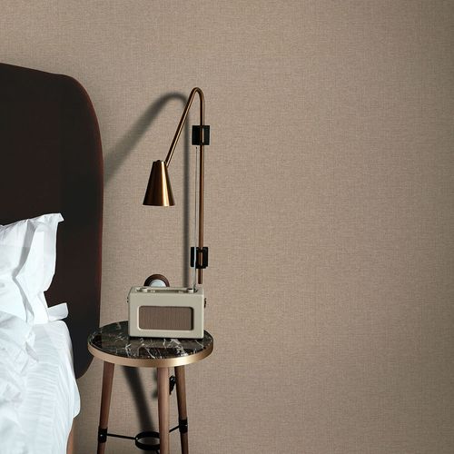 Vliestapete Uni Leinen Optik Modern Braun 10510-11 Raum