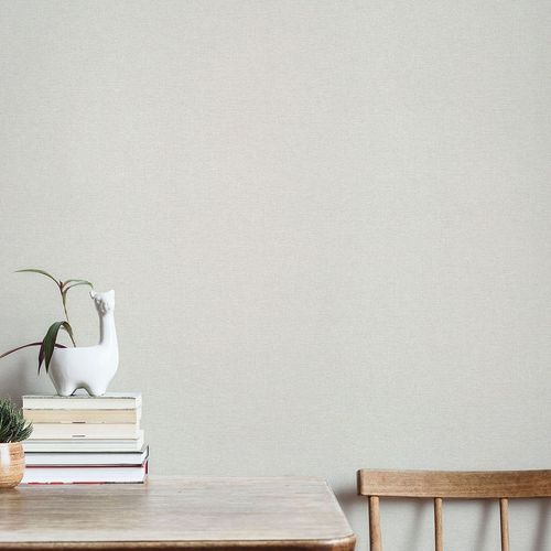 Vliestapete Uni Leinen Optik Modern Grau Creme 10510-14 Raum