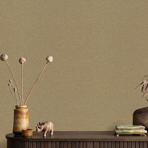 Vliestapete Uni Leinen Optik Modern Braun Ocker 10510-20 Raum
