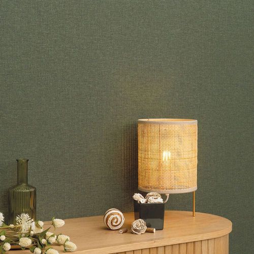 Vliestapete Uni Leinen Optik Modern Dunkelgrün 10510-36 Raum