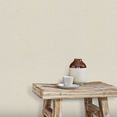 Vliestapete Uni Leinen Optik Modern Beige Grau 10510-38 Raum