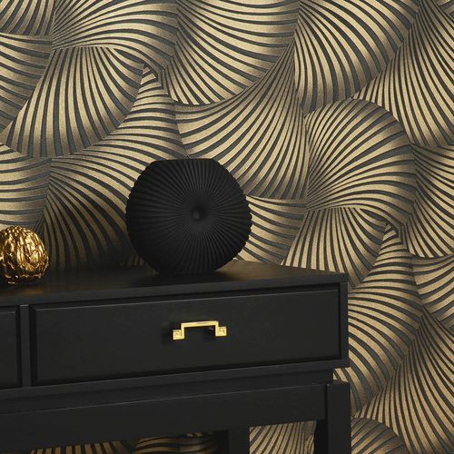 Tapete Guido Maria Kretschmer Abstrakt Schwarz Gold Raum