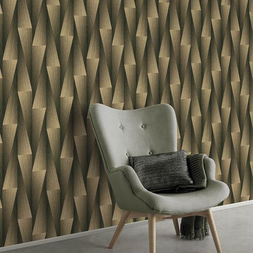 Tapete Guido Maria Kretschmer Grafik Schwarz Gold 10526-15 Raum