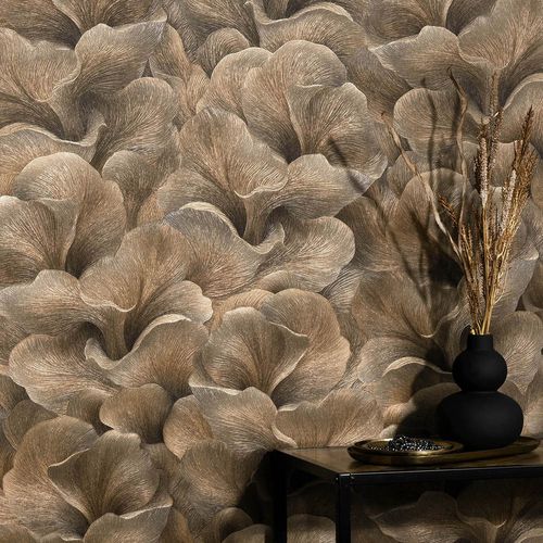 Tapete Guido Maria Kretschmer Blumen Braun Metallic Raum