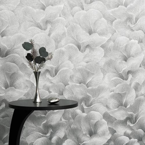 Tapete Guido Maria Kretschmer Blumen Silber Metallic Raum
