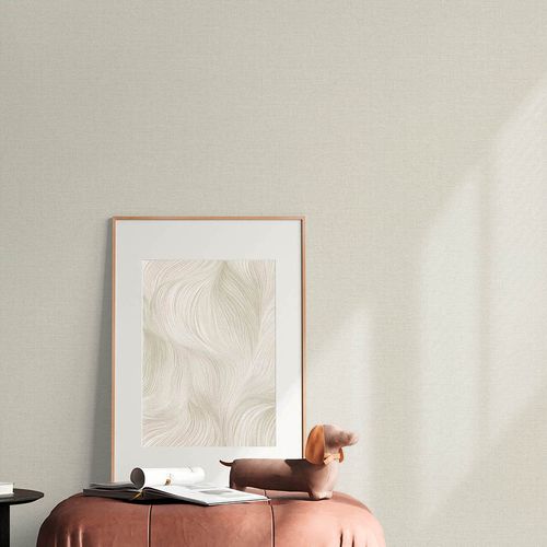 Tapete Guido Maria Kretschmer Leinenoptik Creme Taupe Raum