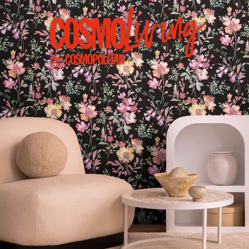 Vliestapete Floral Vintage Schwarz Rosa 79061-2 COSMOLiving
