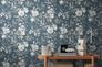 Vliestapete Floral Vintage Blau Silber Metallic 79061-5 Raum 4