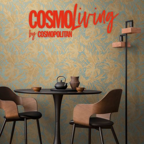 Vliestapete Blattmuster Dschungel Blau Beige 79063-2 COSMOLiving