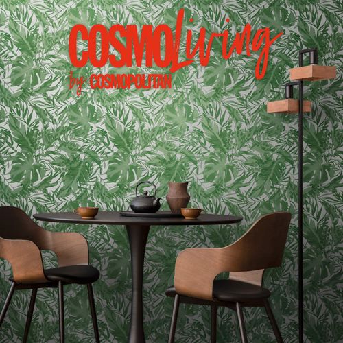 Vliestapete Blattmuster Dschungel Grün Weiß 79063-4 COSMOLiving