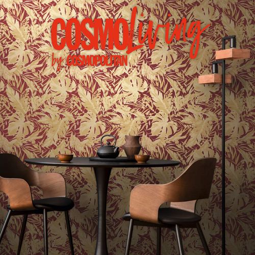 Vliestapete Blattmuster Dschungel Rot Beige 79063-5 COSMOLiving