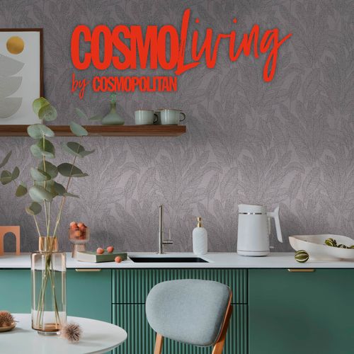 Vliestapete Blattmuster Tropen Grau Metallic 79064-5 COSMOLiving