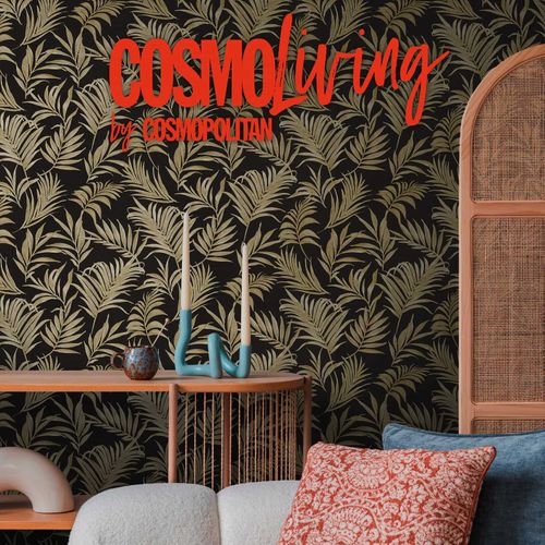 Vliestapete Dschungel Blätter Blau Rot Glanz 79108-5 COSMOLiving