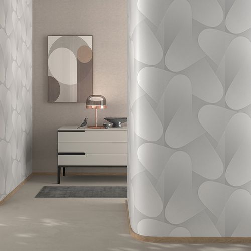 Vliestapete Grafik Vintage Weiß grau Metallic 10423-31 Raum