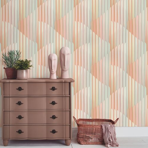 Vliestapete Abstrakt Streifen Rosa Türkis Metallic 10471-05 Raum
