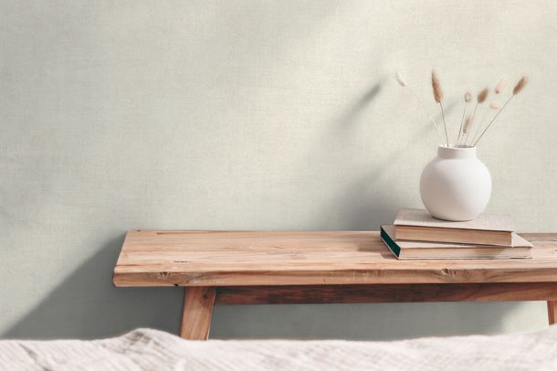Vliestapete Leinenoptik Uni Grau Creme 79091-1 Zimmer