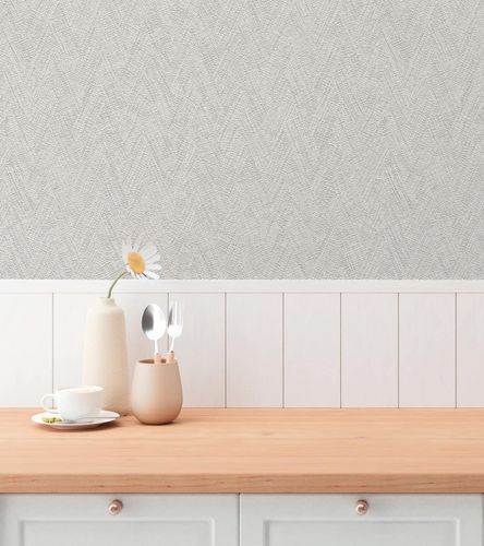 Vliestapete Struktur Fischgrät Motiv Hellgrau 79092-4 Wohnzimmer