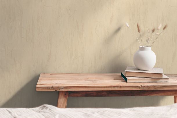 Vliestapete Gräser Motiv Gelb Creme Beige Metallic 79094-4 Wohnzimmer