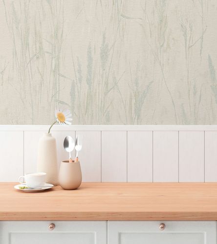 Vliestapete Gräser Motiv Grau Beige Grün Metallic 79094-5 Zimmer