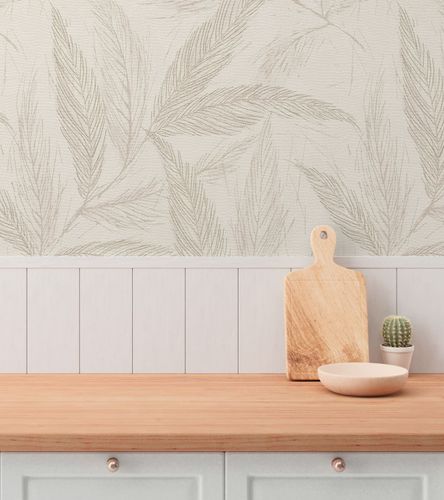 Vliestapete Floral Beige Grau Silber Metallic 79096-2 Stube