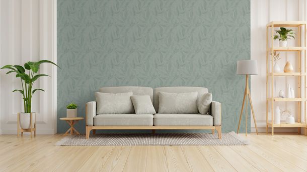 Vliestapete Floral Grün Silber Metallic 79096-5 Raum