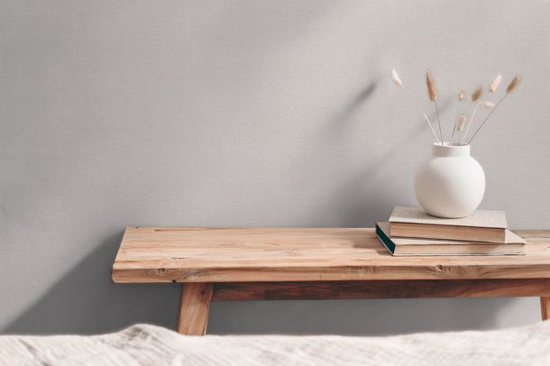 Vliestapete Uni Textil Struktur Grau Creme 79097-1 Wohnzimmer