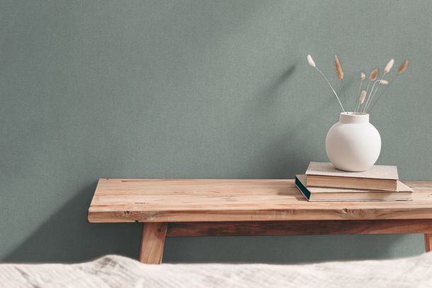 Vliestapete Uni Textil Struktur Blau Grün 79097-5 Zimmer