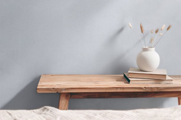 Vliestapete Uni Textil Struktur Blau Grau 79097-9 Wohnzimmer