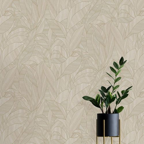 Vliestapete Blattmuster Floral Braun Creme 10530-11 Zimmer