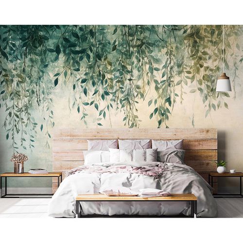 Guido Maria Kretschmer Fototapete Blätter Ranken Grün Blau Zimmer