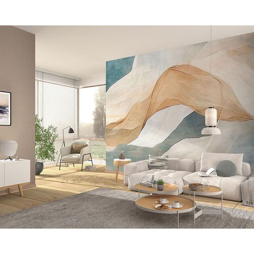 Guido Maria Kretschmer Fototapete Stoffoptik Creme Blau Zimmer